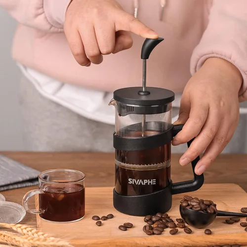 Miniatura 2 de Sivaphe Pequeña prensa francesa de 12 onzas, ligera, duradera, alta borosilicato, jarra/tetera de una sola porción prensa de café espumosa