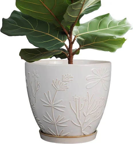 Miniatura 10 de MPotTo Maceta de 6.9 pulgadas con orificio de drenaje y platillo de cerámica para plantas de interior, maceta para orquídeas y suculentas