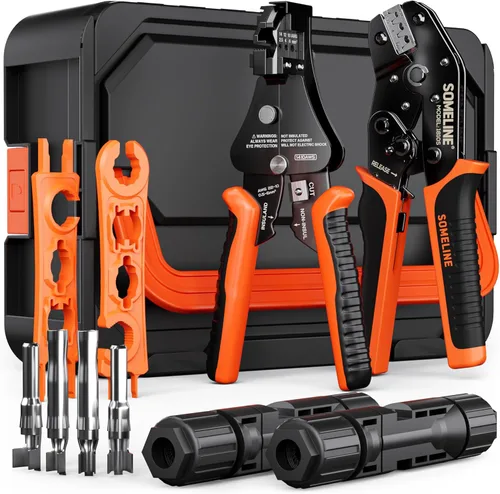 Miniatura 11 de Kit de herramientas de crimpado de conector solar SOMELINE, crimpador de 14-10 AWG para cable de panel solar con 12 pares de conectores solares