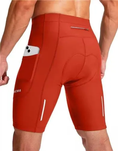 Bikewa - Pantalones cortos de ciclismo para hombre, con acolchado 3D, para ciclismo de carretera o montaña, FPU 50+, bolsillos con cremallera