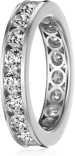 Miniatura 2 de Tienda Collection Platinum-Plated Sterling Silver Infinite Elements Cubic Zirconia Channel Set All-Around Band Ring