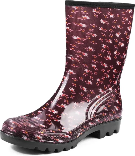 Miniatura 63 de DKSUKO Waterproof Womens Rain Boots insulated,Lightweight Rubber fashion Boots in Gardening,Warm and Comfortable Wide Calf Rain Boots with Glossy in