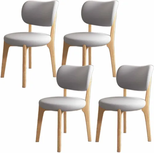 Miniatura 32 de Juego de sillas de comedor de madera modernas con respaldo curvado, sillas de cocina tapizadas con marco de madera, sillas laterales sin brazos