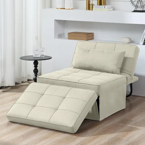 Miniatura 11 de BIGSYY Sofá Cama, 4 en 1 Otomana Plegable Multifunción de Lino Transpirable Cama Sofá con Respaldo Ajustable Silla Convertible Moderna para Sala