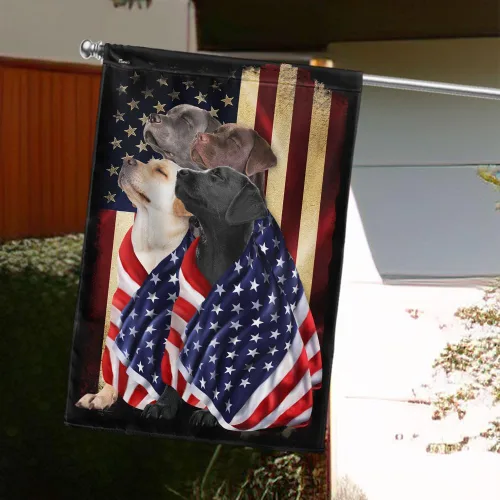 Miniatura 3 de Flagwix Banderas de perro patriota americano, bandera de cuatro perros labradores retriever de doble cara, decoración para el hogar, exterior