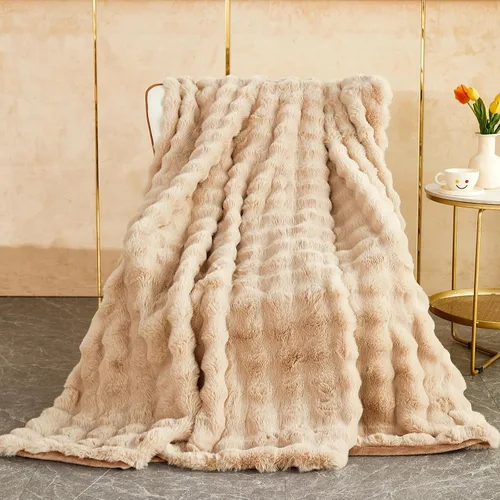 Miniatura 17 de GKXLH Manta suave y esponjosa, manta mullida para sofá, manta de felpa de piel sintética de conejo, mantas bonitas y acogedoras para mujeres, mantas