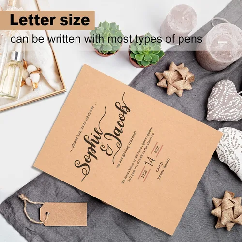 Miniatura 6 de FEPITO 60 hojas de papel kraft de 8.5 x 11 pulgadas, papel marrón, tamaño carta, hojas de papel para manualidades de impresión de etiquetas