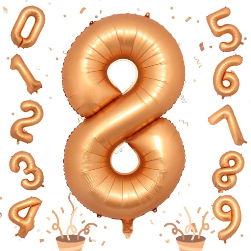 Miniatura 72 de Globos de número azul pastel de 40 pulgadas, globo gigante autoinflable de aluminio número 5 de cumpleaños para niños, globos azul bebé para hombres
