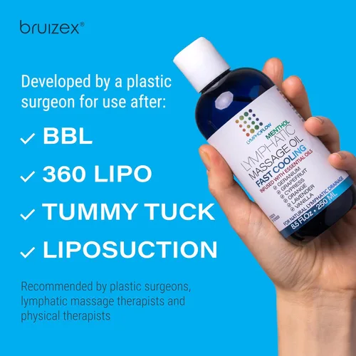 Miniatura 4 de Aceite de masaje de drenaje linfático con árnica y aceite de coco, mentol refrescante para alivio, recuperación poscirugía y lipedema, liposucción