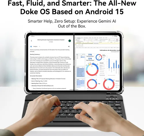 Miniatura 4 de Tableta Blackview Android con teclado, tableta grande de 12 pulgadas, tabletas computadora con Gemini AI, lápiz, 24GB+128GB/2TB, pantalla 2K FHD+