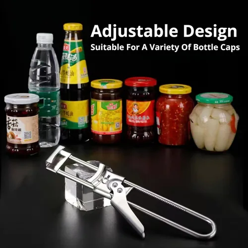 Miniatura 2 de Abridor de tarros ajustable, abrebotellas manual multifuncional de acero inoxidable, abridor de latas, agarrador de tapa de frasco, herramienta