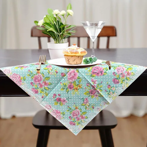 Miniatura 3 de Servilletas de papel florales, 40 servilletas de cóctel de 2 capas, 6.5 x 6.5 pulgadas plegadas/13 x 13 pulgadas desplegadas, servilletas
