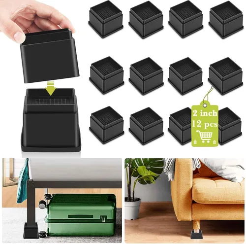 Miniatura 23 de Paquete de 12 elevadores de muebles de 1, 2 o 3 pulgadas, elevadores de cama ajustables resistentes para mesa, escritorio, sofá, silla, gabinete