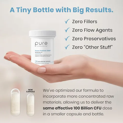 Miniatura 3 de Pure Therapro Rx Power Probiotic 100B 30 cápsulas resistentes a los ácidos, suministro para 1 mes 4 cepas probadas de 100 mil millones de UFC