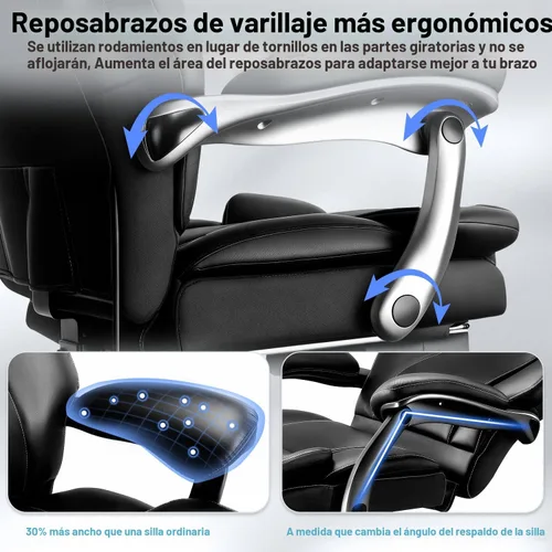 Miniatura 4 de Silla de oficina grande y alta de 600 libras para personas pesadas, silla de escritorio de oficina ejecutiva resistente y cómoda con soporte lumbar