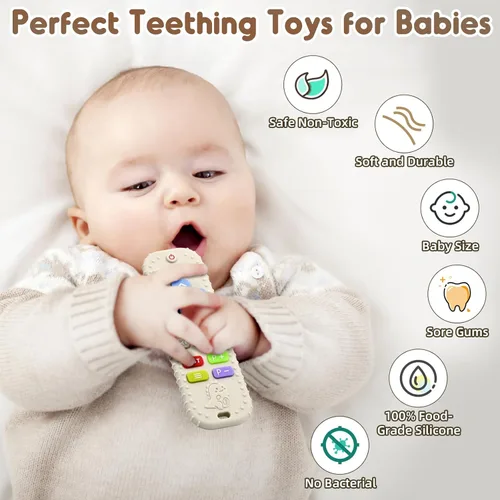 Miniatura 2 de Mordedores para aliviar la dentición, juguetes para bebés de 3 a 6 a 12 meses, regalos de silicona de grado alimenticio, control remoto, juguetes