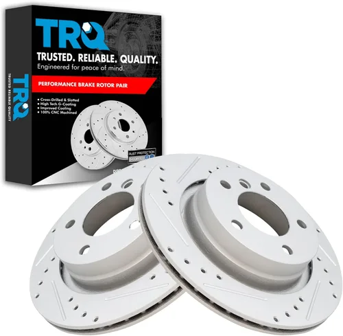 Miniatura 201 de TRQ Juego de rotores de freno de rendimiento trasero con revestimiento G premium compatible con Mazda 6 2014-2021