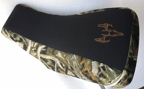HCC - Funda de asiento de carreras compatible con Yamaha Grizzly 660, se adapta a todos los años, agarre negro/Bonz camuflaje ciervo calavera