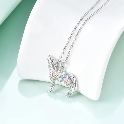 Miniatura 2 de Collar de dinosaurio de unicornio de sirena arcoíris para niñas, regalo de gato, caballo de elefante colgante de joyería para mujeres, niños