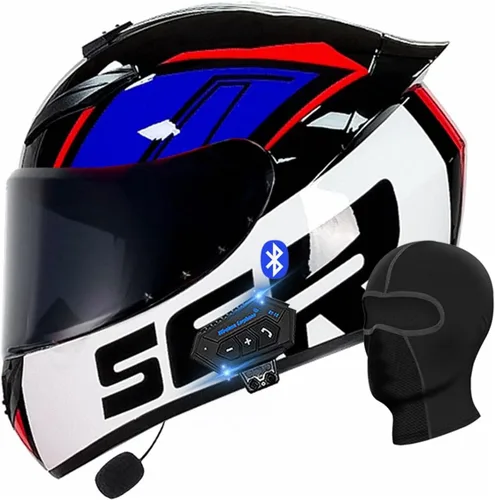 Miniatura 13 de Casco abatible con Bluetooth de cara completa para motocicleta, Bluetooth integrado, aprobado por DOT/ECE, múltiples rejillas de ventilación