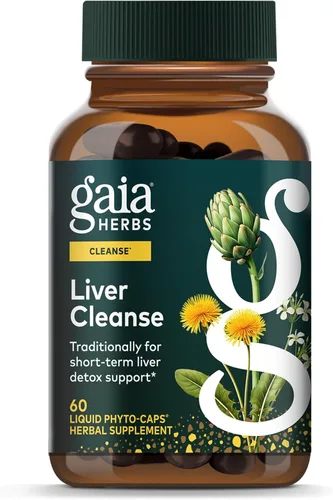 Gaia Herbs Limpieza del hígado - Suplemento de hierbas para apoyo a la salud del hígado con cardo mariano, bardana, cúrcuma, diente de león y más -