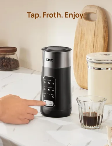 Miniatura 7 de DREO Espumador de Leche, espumador eléctrico de acero inoxidable 8 en 1 para microespuma de arte de café con leche, espumadores automáticos de 9