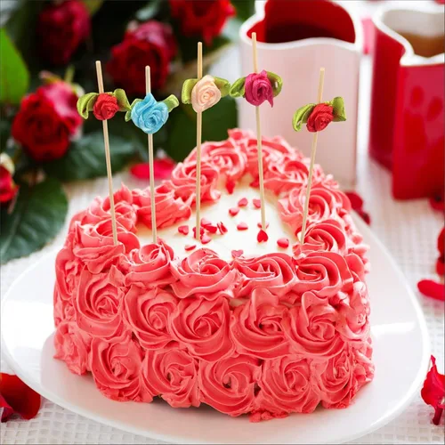 Miniatura 7 de Minisland Palillos de cóctel de flores de rosas multicolores, palillos de bambú de 4.7 pulgadas de largo para aperitivos, despedida de soltera