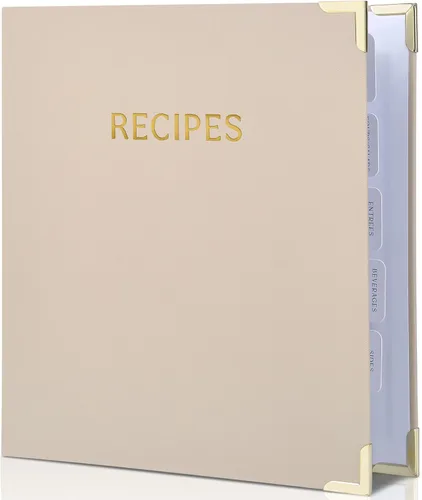 Miniatura 12 de Carpeta estética de recetas de 8.5 x 11 pulgadas con cubierta impermeable, el libro de recetas perfecto con fundas de plástico para escribir tus