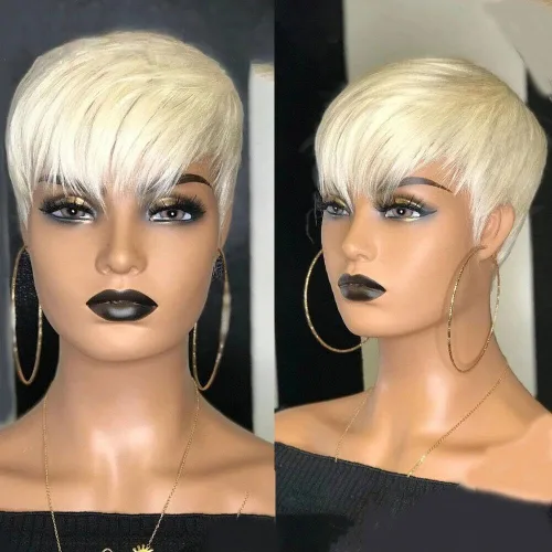 Miniatura 8 de Peluca de cabello humano corto con encaje frontal para mujeres negras, peluca de corte Pixie, peluca de encaje previamente despuntada en T