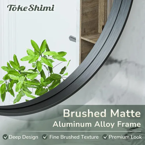 Miniatura 72 de TokeShimi - Espejo para pared de baño, espejo de tocador con marco de metal de aleación de aluminio mate cepillado e inoxidable, decoración rústica