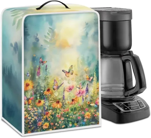 Miniatura 41 de DISNIMO Cubierta antipolvo para cafetera de mariposa azul, fundas para máquina de hacer café de cocina con mango superior, cubierta
