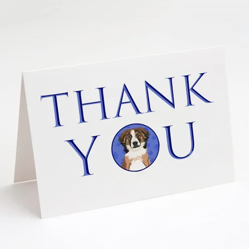 Miniatura 152 de Caroline's Treasures CK8919GCA7P - Tarjetas de felicitación y sobres de agradecimiento tricolor #1, diseño de pastor australiano, color negro, Blanco