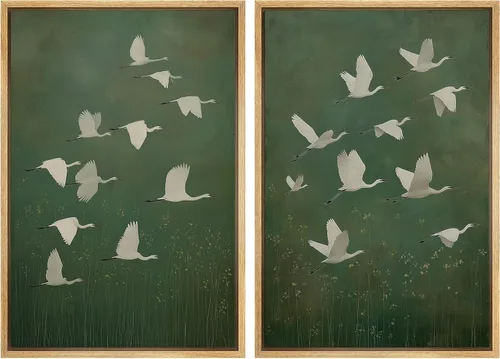 Miniatura 77 de SIGNFORD Lienzo enmarcado para pared, juego de arte con hojas de palmera de selva, polígonos geométricos, formas abstractas, ilustración, arte