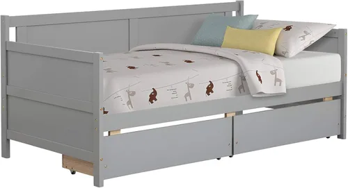 Miniatura 6 de Sofá cama individual con dos cajones de almacenamiento, marco de sofá cama de madera sólida con soportes de listones de madera, muebles