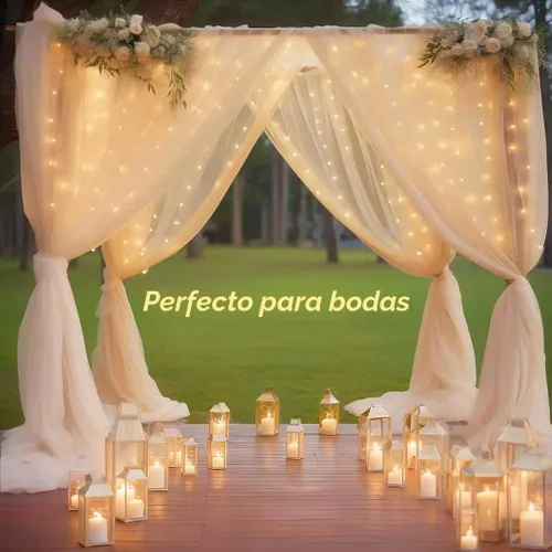 Miniatura 3 de Honche - Tira de luces LED de 300 luces en forma de hadas para cortina, 10 x 10 pies, con control remoto, luces de ventana para dormitorio, boda