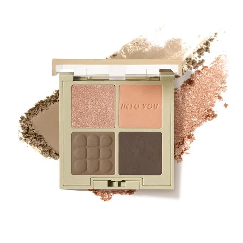 INTO YOU Paleta de sombra de ojos nude, 4 colores mate, paleta de sombra de ojos brillante y brillante, pigmentos neutros cálidos desnudos, sombra