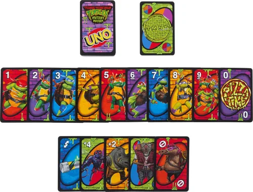 Miniatura 3 de Mattel Games UNO Teenage Mutant Ninja Turtles Mutant Mayhem Juego de cartas para niños y noches familiares, fiestas, viajes, camping y más