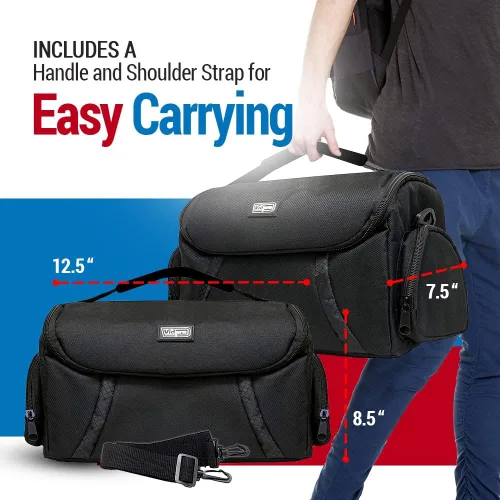 Miniatura 7 de Vidpro Bolsa para cámaras DSLR y videocámaras – Funda protectora grande con asa divisora acolchada y correa para el hombro compatible con la mayoría