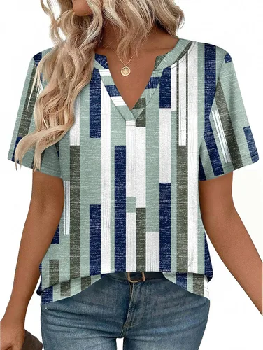 Miniatura 20 de Zeagoo Camisetas de manga corta con cuello en V para mujer, bonitas, elegantes, casuales, para negocios, trabajo, blusa