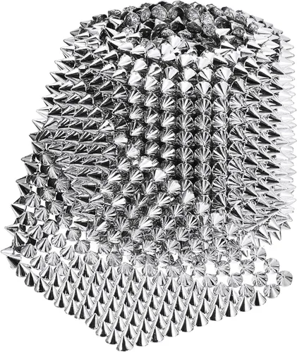 Miniatura 3 de uxcell 1 yarda de puntada en cono de punta, 12 filas de plástico con parte trasera plana, remache punk, cinta para manualidades, bolsos, decoración