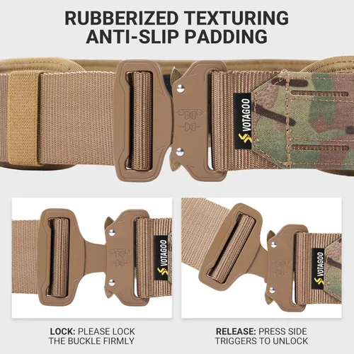 Miniatura 3 de VOTAGOO Cinturón táctico de batalla con hebilla de liberación rápida sistema MOLLE, cinturón resistente para pistola