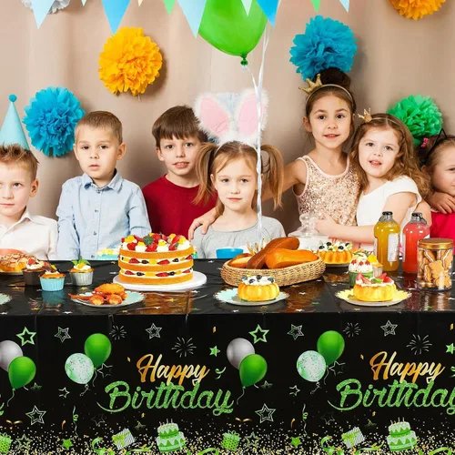 Miniatura 5 de Breling - Paquete de 3 manteles de plástico con diseño de feliz cumpleaños, decoración de feliz cumpleaños, manteles rectangulares de confeti