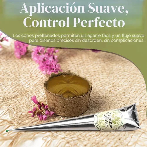 Miniatura 5 de Conos de henna 3 × 30 g Paquete Hechos de hojas de henna 100% naturales Conos prellenos listos para usar Filtrados en 5 etapas para un