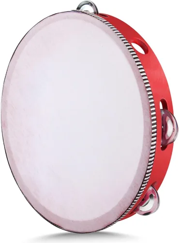 Miniatura 10 de Flexzion Pandereta redonda de madera para niños y adultos de 8" pulgadas, 8 pares de jingles de fila única, instrumento de percusión de mano de Una
