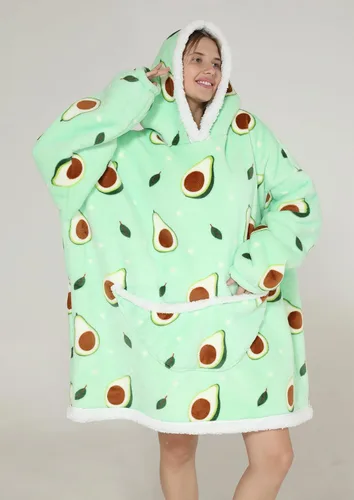 Miniatura 4 de Manta con capucha de gran tamaño, manta portátil para adultos, mujeres y hombres, suave, cálida, cómoda, Sherpa TV, Verde aguacate
