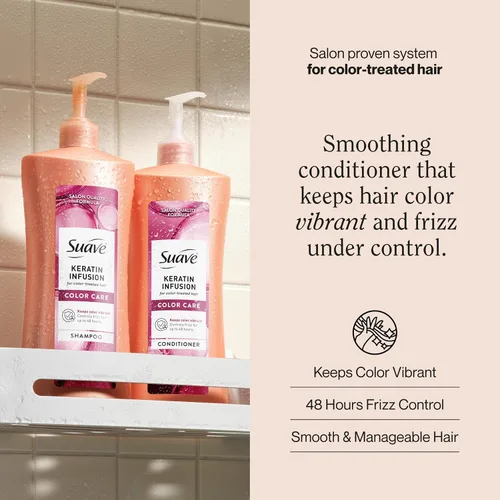 Miniatura 2 de Suave Acondicionador de cuidado del color con infusión de queratina para cabello teñido antidecoloración + control de encrespamiento 48 horas