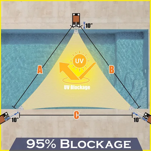 Miniatura 2 de ShadeMart 30' x 30' x 30' Toldo para Sol Beige, Toldo Triangular Resistente, Toldo de Vela Personalizado Tamaño Súper Anillo, Toldo para Patio