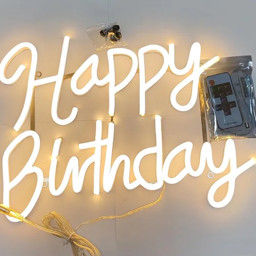 Letrero de neón de feliz cumpleaños para telón de fondo, letreros de luz LED de 12 V para decoración de pared, luces de decoración con interruptor
