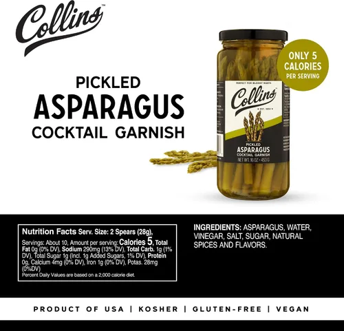 Miniatura 4 de Collins Espárragos gourmet en escabeche Guarnición premium para cócteles, Bloody Mary, ensaladas, bandejas de carne y queso Lanzas de espárragos