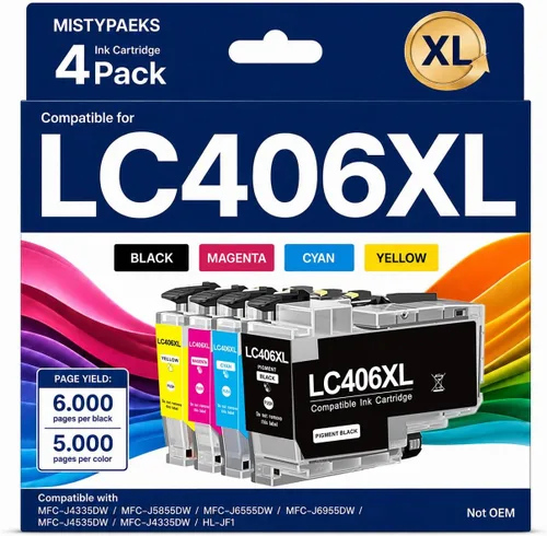 LC406XL Ink Cartridges High Yield Compatible for Brother LC406XL LC406 XL LC406 use with MFC-J4335DW MFC-J4535DW MFC-J5855DW MFC-J6555DW MFC-J6955DW